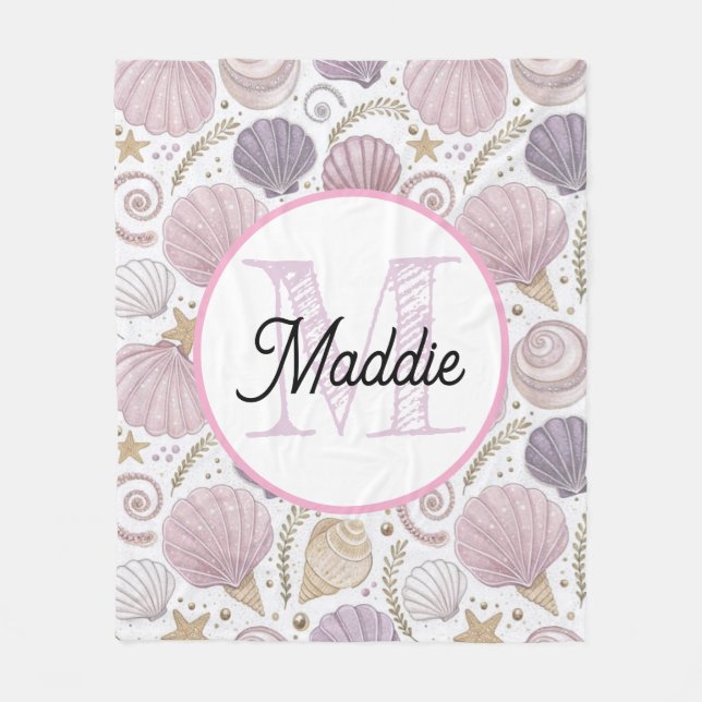 Monogrammed personalise fleece blanket shells (Front)