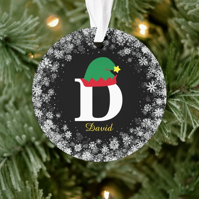 Monogrammed Personalise with Name Surname Black Ornament (Creator Uploaded)
