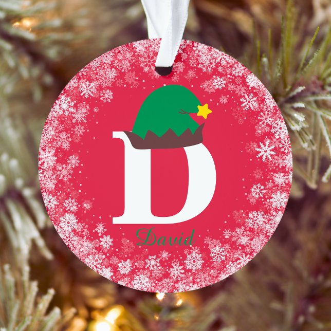 Monogrammed Personalise with Name Surname Red Ornament (Creator Uploaded)