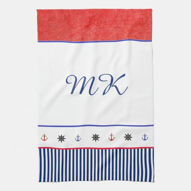 Monogrammed Personalised Beach House Hand Towel (Vertical)