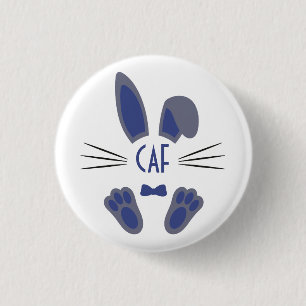 Monogrammed Personalised Easter Bunny in Blue 3 Cm Round Badge
