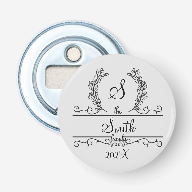 Monogrammed Personalised Family Name  Bottle Opener (Front)