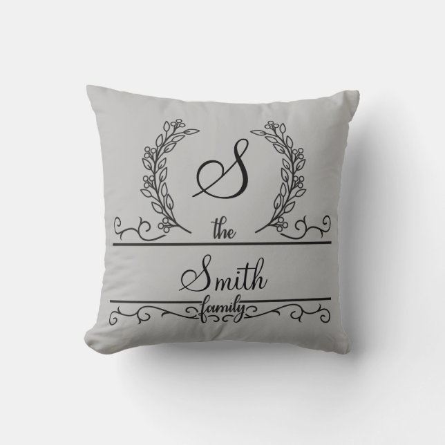 Monogrammed Personalised Family Name Cushion (Front)