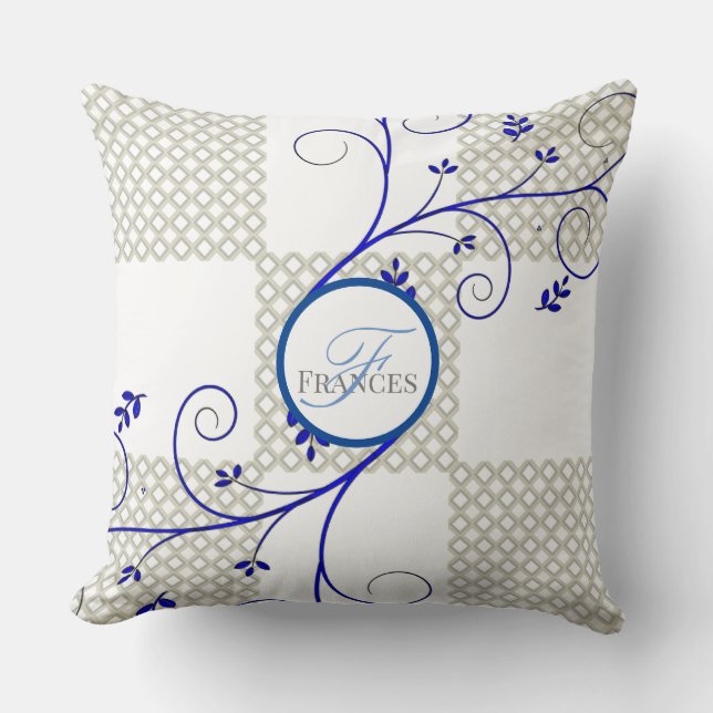Monogrammed Personalised Throw Pillow (Front)