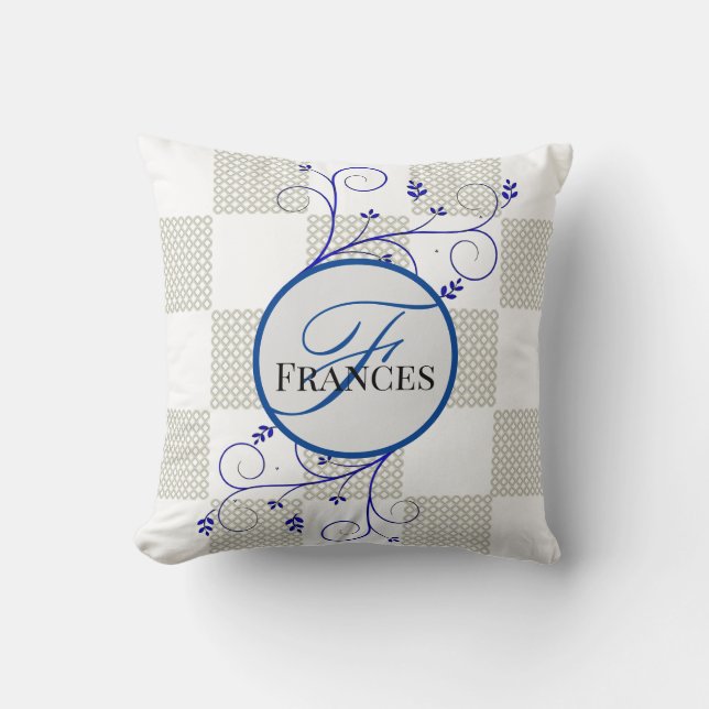 Monogrammed Personalised Throw Pillow (Front)