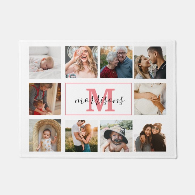 Monogrammed Photo Collage Personalised Doormat (Front)