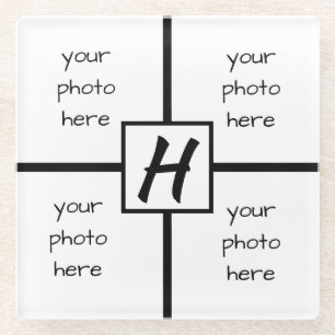 Monogrammed Photo Glass Coaster