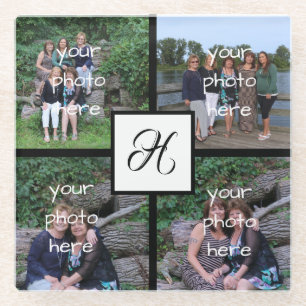 Monogrammed Photo Glass Coaster