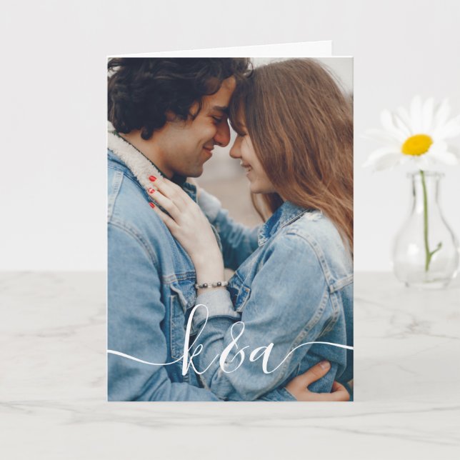 Monogrammed Photo Greeting Card (Small Plant)