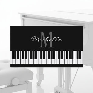 Monogrammed piano teacher business card template