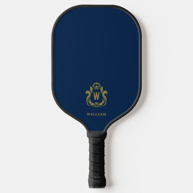 Monogrammed Pickleball Paddle with Gold Crest (Front)