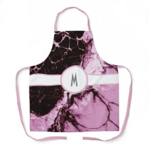 Monogrammed Pink and Black Apron