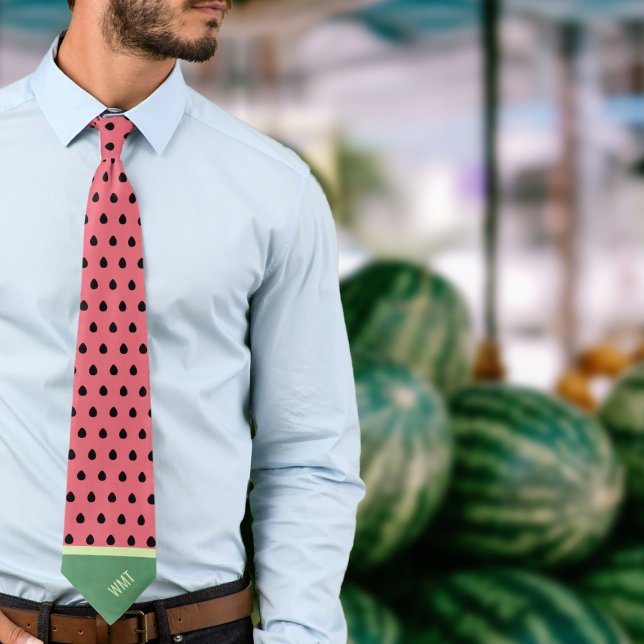 Monogrammed Pink and Green Watermelon Tie (Watermelon Tie! 🍉🍉Add your initials )