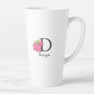 Monogrammed Pink Azalea Latte Mug