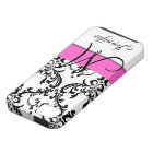 Monogrammed Pink Black White Swirls Damask