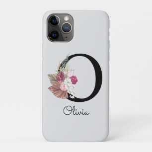 Monogrammed Pink Boho Floral Initial O Case-Mate iPhone Case