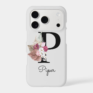Monogrammed Pink Boho Floral Initial P
