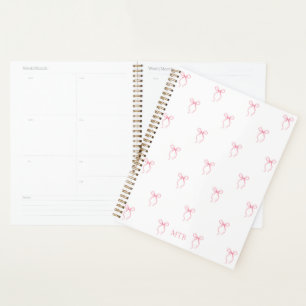 Monogrammed Pink Bow Planner