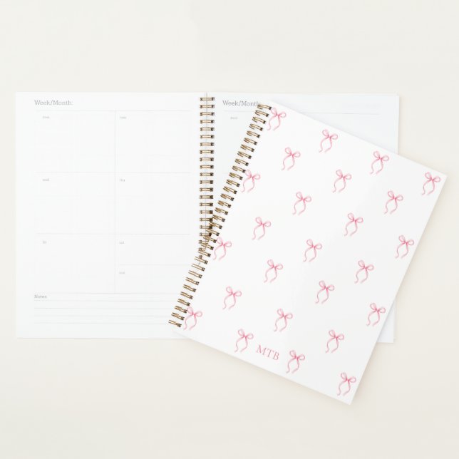 Monogrammed Pink Bow Planner (Display)