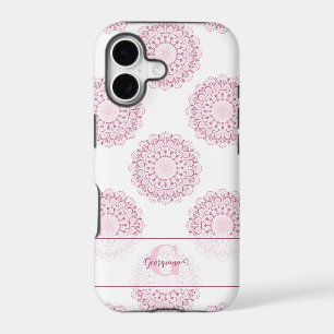 Monogrammed Pink Confetti Lace Polka Dot Mandala
