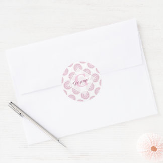 Monogrammed Pink Confetti Lace Polka Dot Mandala Classic Round Sticker