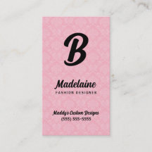 Monogrammed Pink Damask and Black