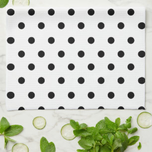 Monogrammed Pink Flamingo + Black Polka Dot Tea Towel