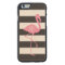 Monogrammed Pink Flamingo + Black + White Stripes