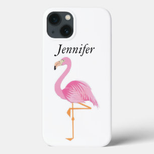 Monogrammed pink flamingo iPhone case cover