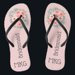 Monogrammed Pink Floral Bridesmaid  Jandals<br><div class="desc">Pink and Green Floral Bridesmaid Flip Flops. You can also personalise these with their initials. Perfect for beach weddings,  out door weddings,  anywhere you would like.</div>