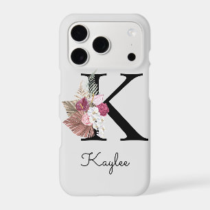 Monogrammed Pink Floral Initial K