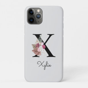 Monogrammed Pink Floral Initial X Case-Mate iPhone Case