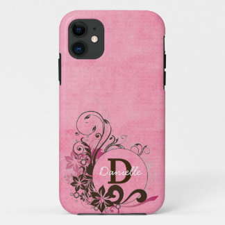 Monogrammed Pink Floral Tough Extreme iPhone5 Case
