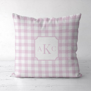Monogrammed Pink Gingham Check Cushion