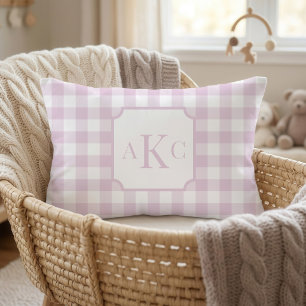 Monogrammed Pink Gingham Check Cushion