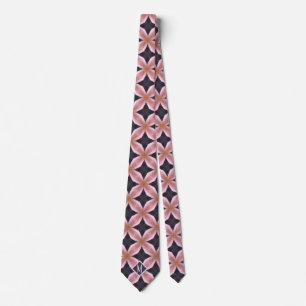 Monogrammed Pink & Grey Unique Pattern Design Men Tie