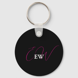 Monogrammed Pink Initial Girly Typography Keepsake Key Ring
