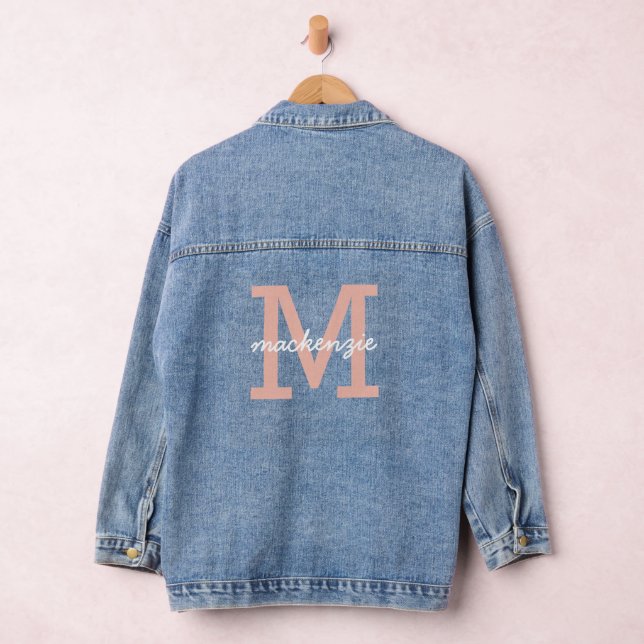 Monogrammed Pink Initial Letter Personalised Denim Jacket (Hangar)