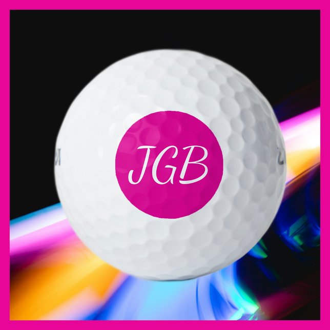 Monogrammed Pink or Choose Your Colour Background Golf Balls (Creator Uploaded)