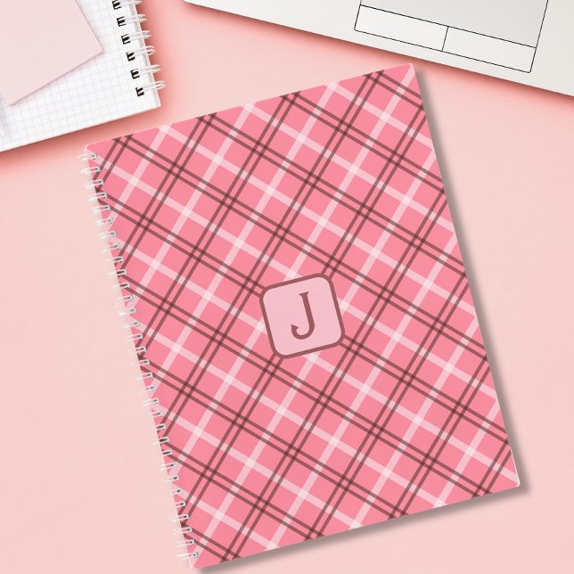 Monogrammed Pink Plaid Notebook (Creator Uploaded)