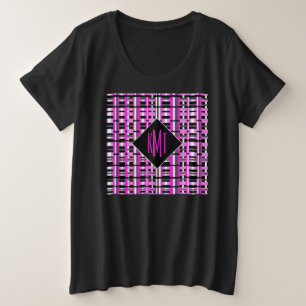 Monogrammed Pink Plaid Plus Size T-Shirt