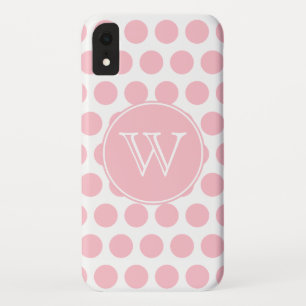 Monogrammed Pink Polka Dots iPhone XR Case