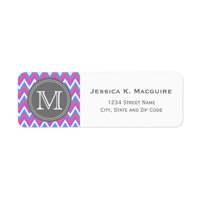 Monogrammed Pink Purple Blue Chevron (Front)