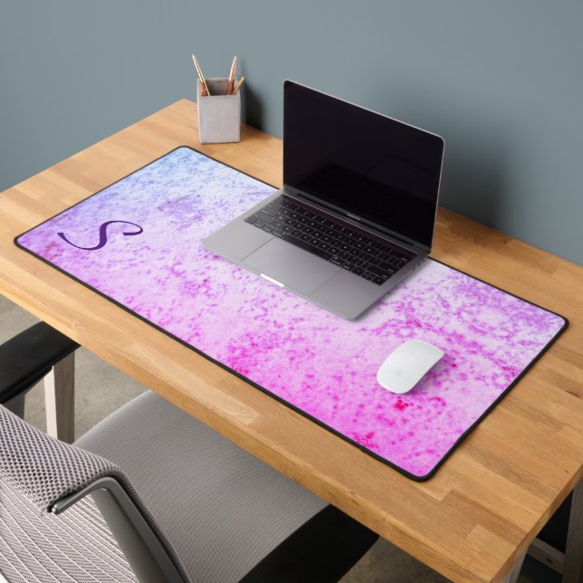 Monogrammed Pink & Purple Marbled Desk Mat (Office 2)