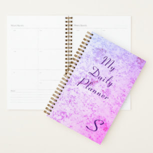 Monogrammed Pink & Purple Marbled Planner