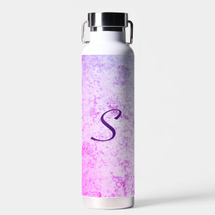 Monogrammed Pink & Purple Marbled  Water Bottle