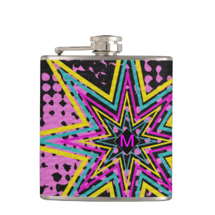 Monogrammed Pink Star Hip Flask