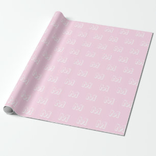 Monogrammed pink white custom number pattern wrapping paper