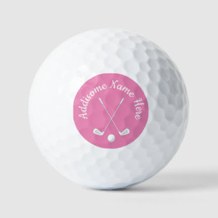 Monogrammed Pink White golfball club Ladies Golf B Balls