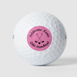 Monogrammed Pink White golfball club Ladies Golf Balls